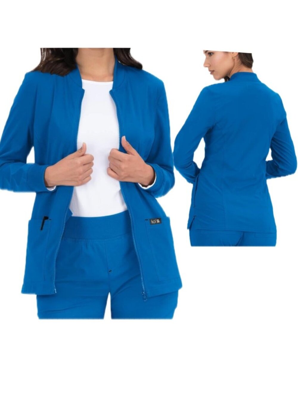 Koi Basics Womens Blue Zip Front Scrub Jacket Lightweight Size M